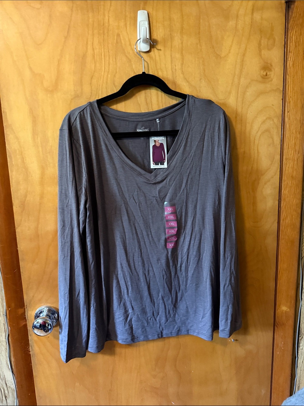 Spalding Women's Long Sleeve V-Neck Top - Gray